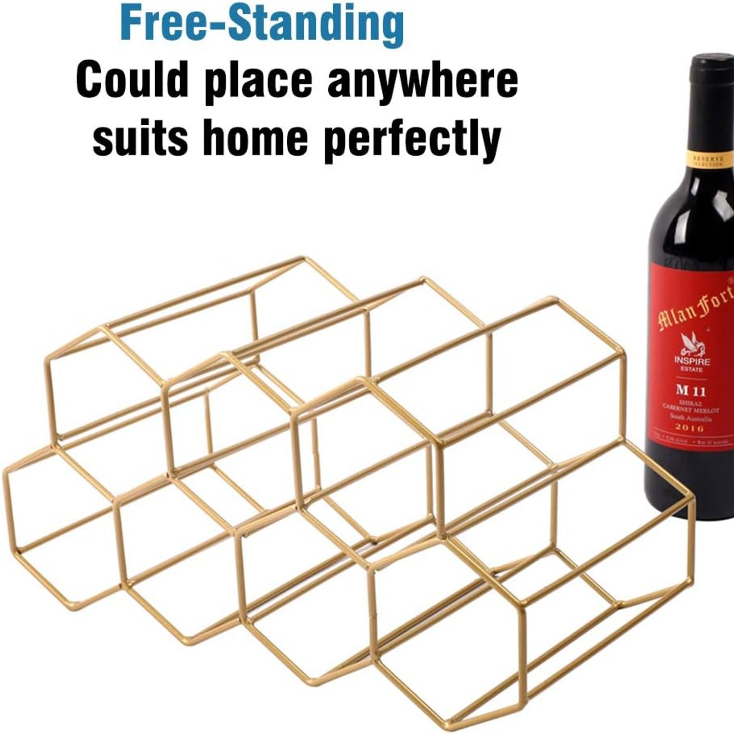 Urban Deco 9 Bottle Brass Countertop Wine Rack: image 4