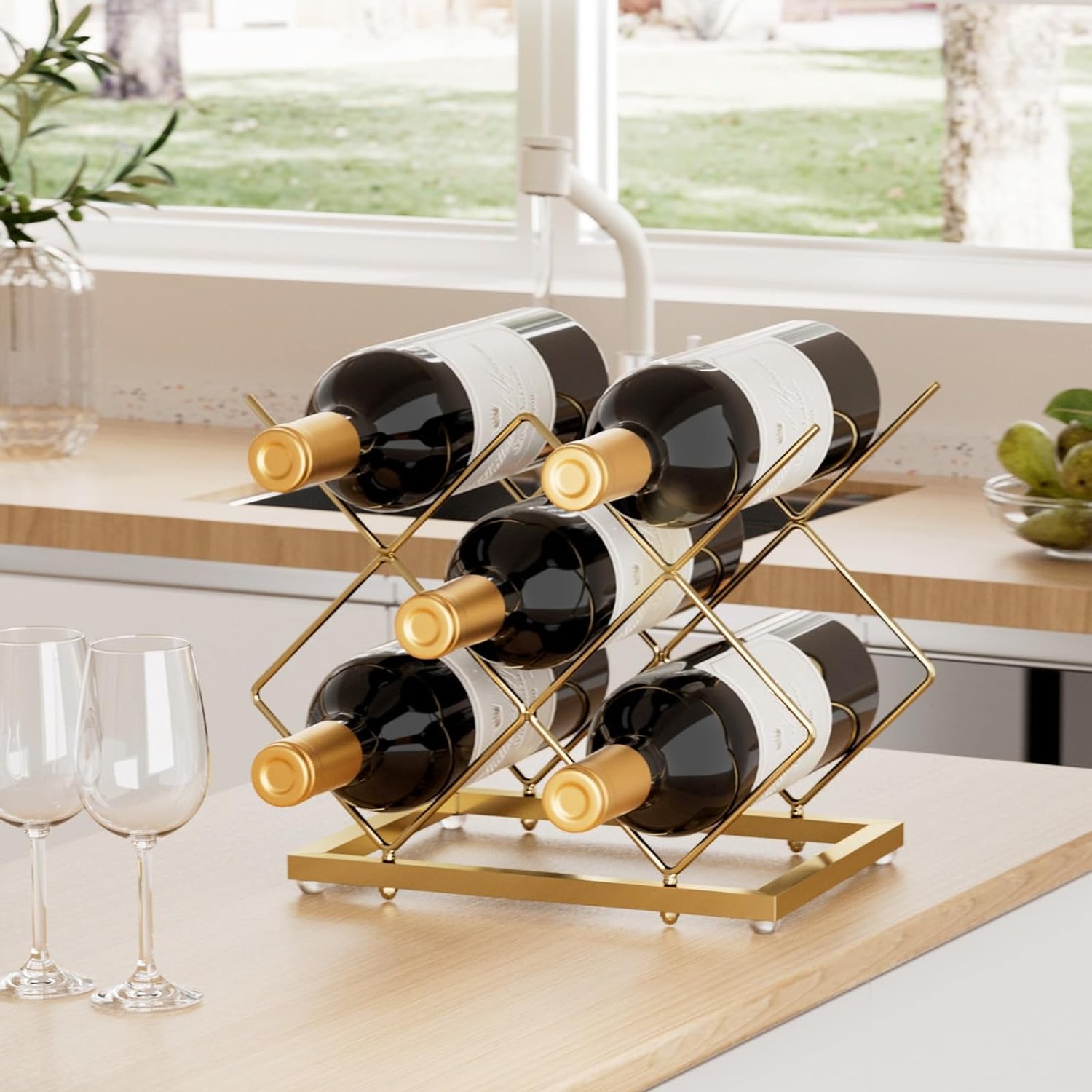 Gold 5 Bottle Countertop Wine Rack: image 2