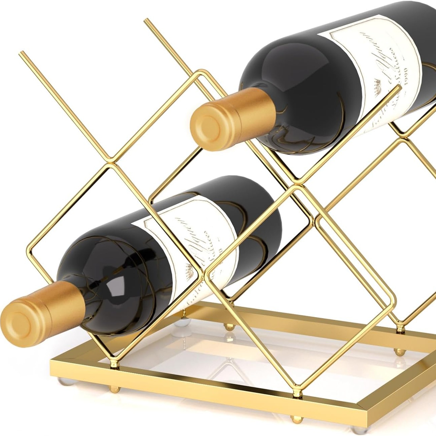 Gold 5 Bottle Countertop Wine Rack