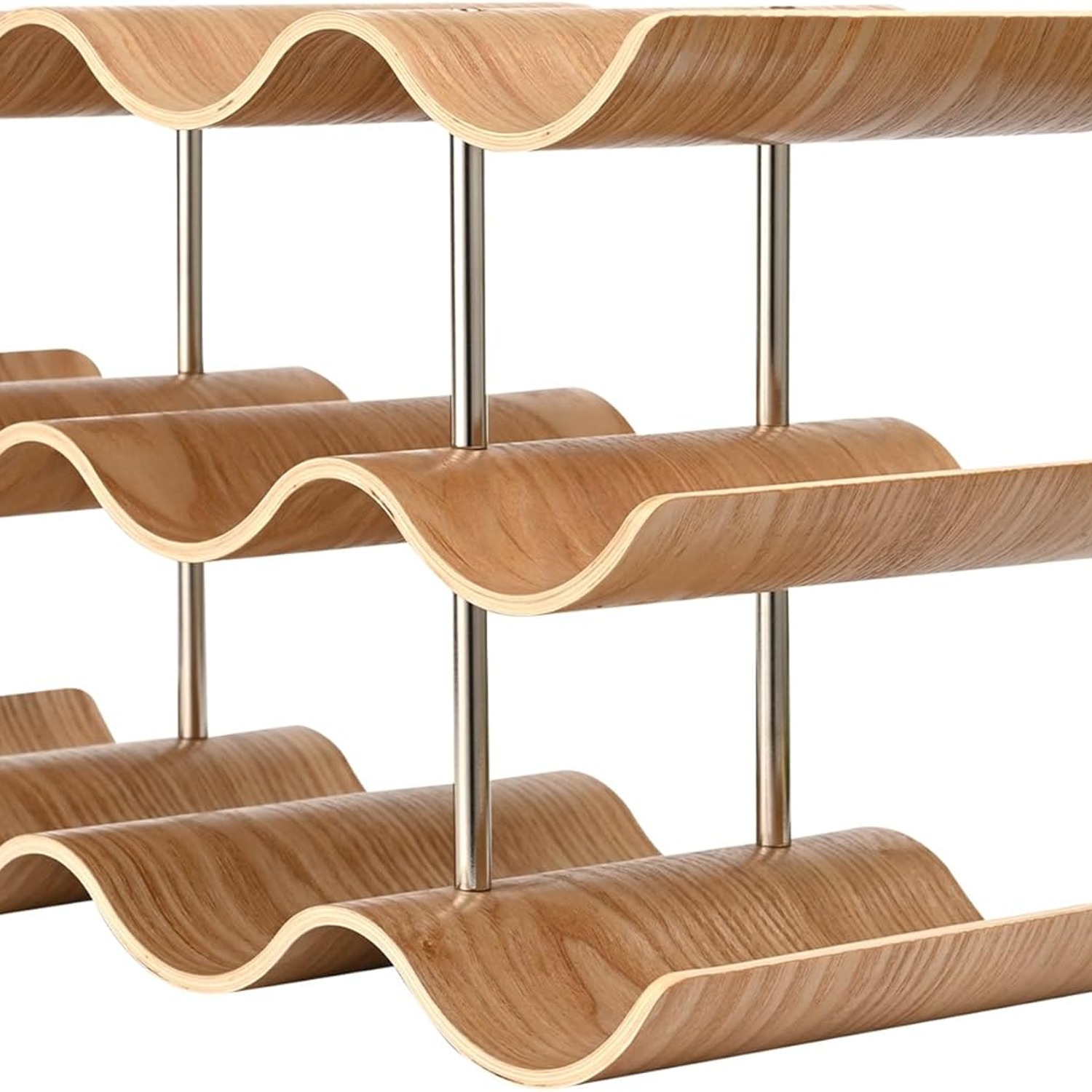 Wavy Wooden 12 Bottle Countertop Wine Rack