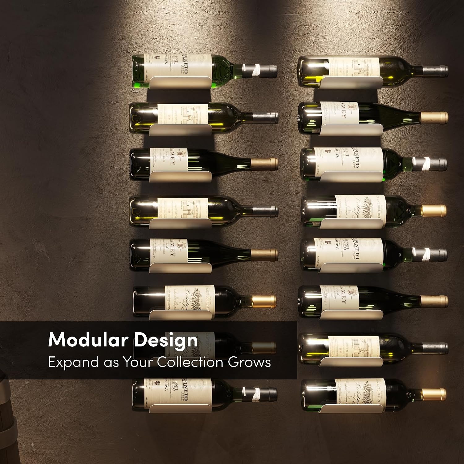 Wall Mounted Wine Bottle Rack (Set of 6, Anodised Aluminium)
