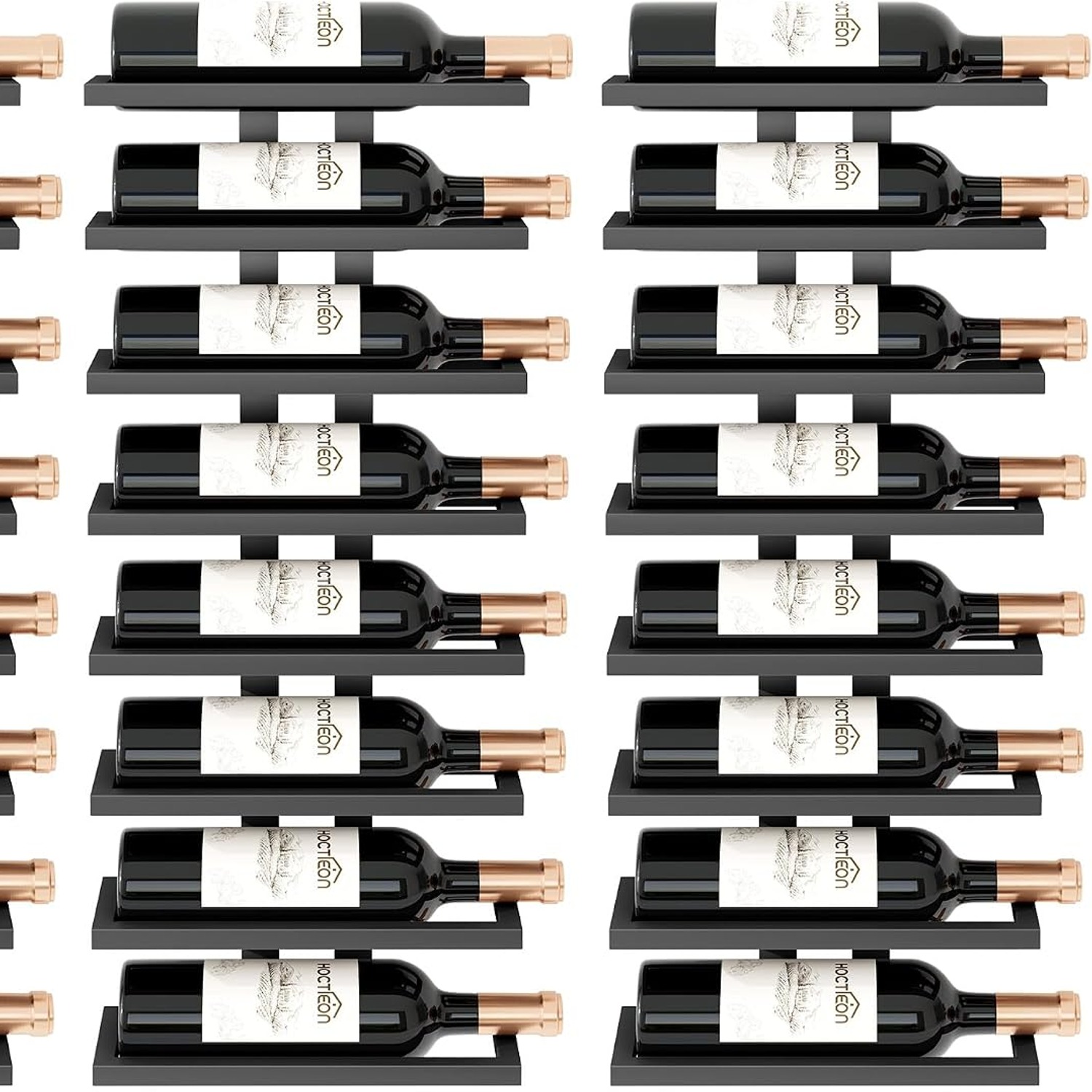 16 Bottle Wall Mounted Wine Rack Set (2 Pack, 8 Tier Each): image 2