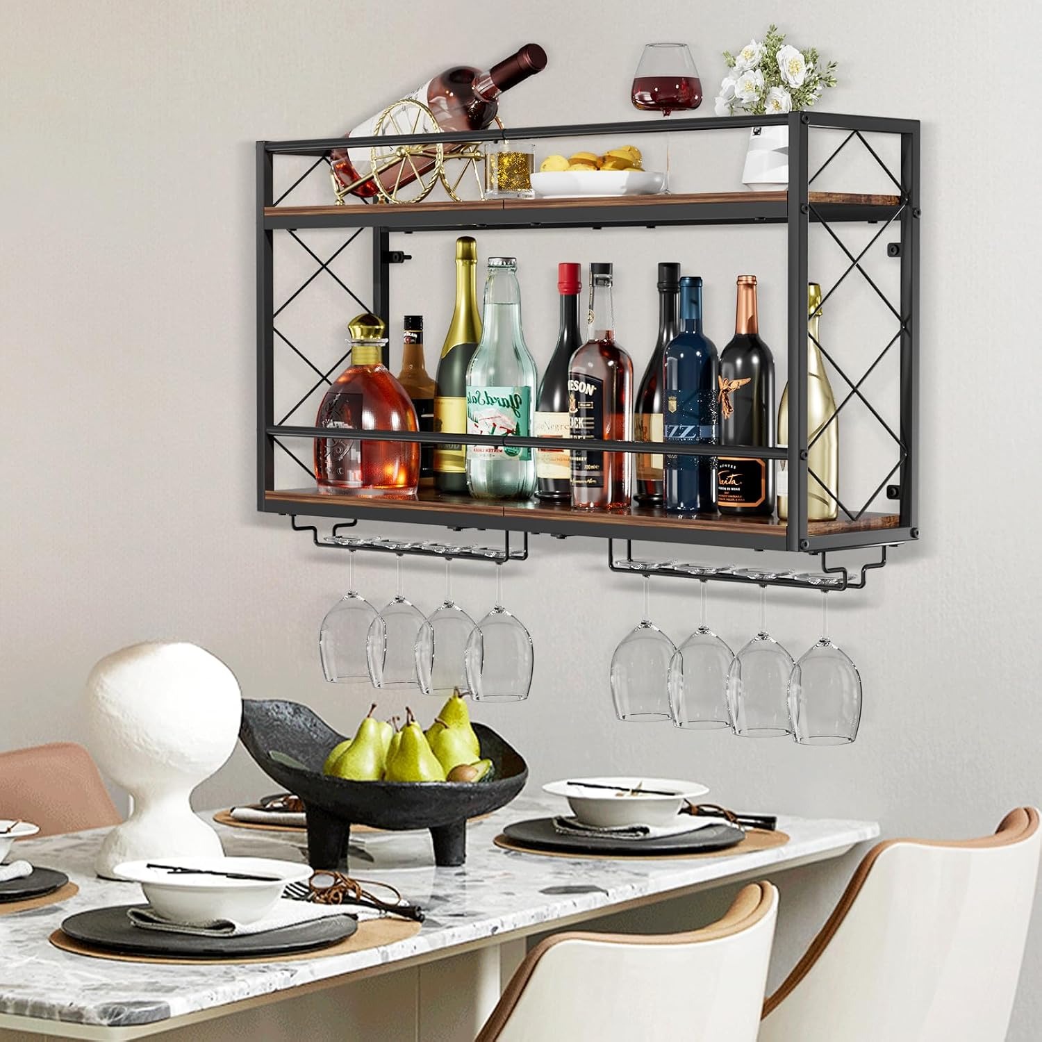 Wall Wine Rack with Glass Holder: image 2