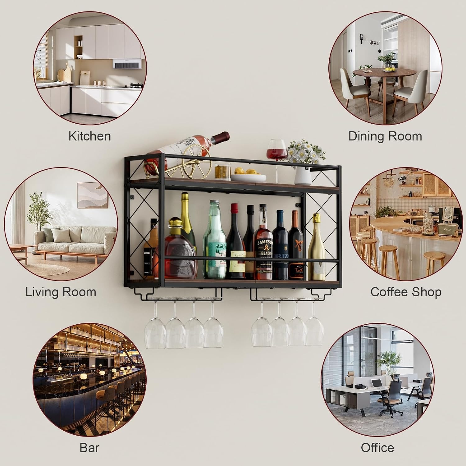 Wall Wine Rack with Glass Holder: image 4
