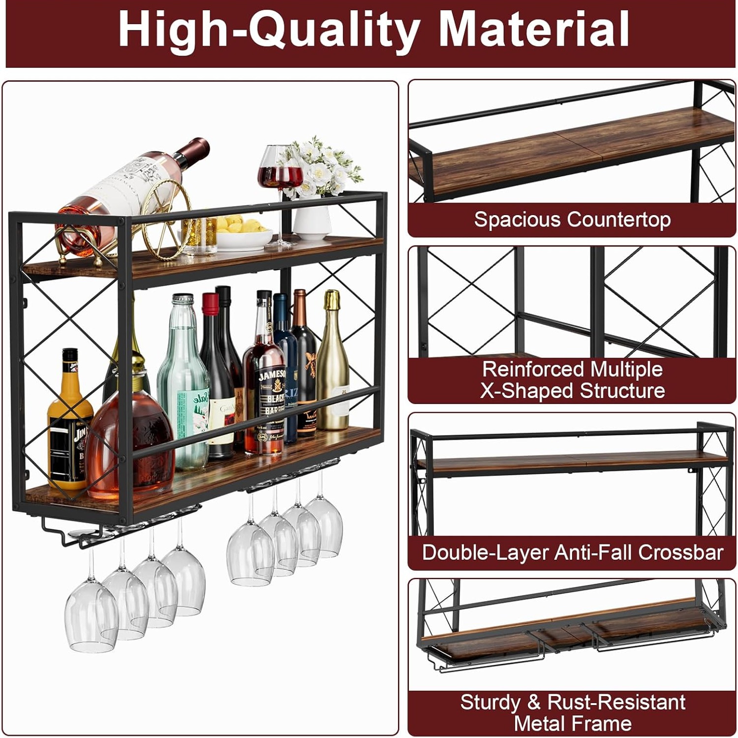 Wall Wine Rack with Glass Holder: image 5