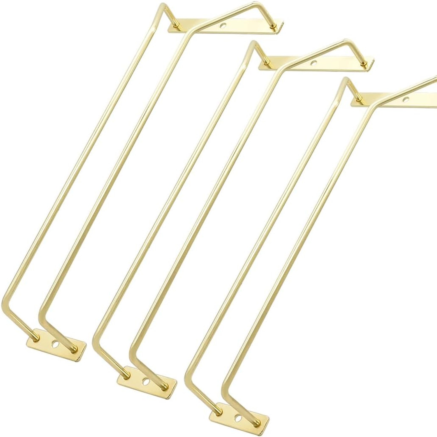 Gold Wine Glass Rack 30cm, Under-Cabinet Stemware Holder, 3 Pack